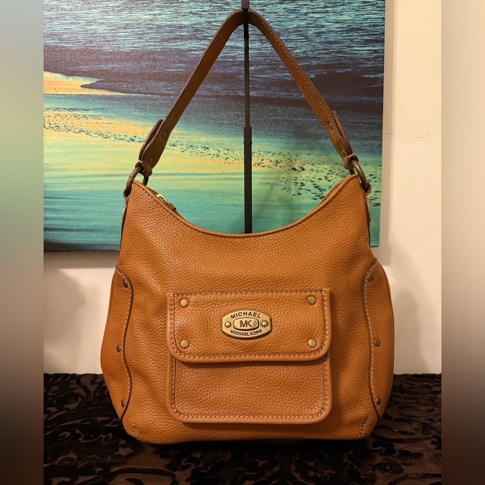 Michael Kors Studded Pebbled Leather Hobo Bag
